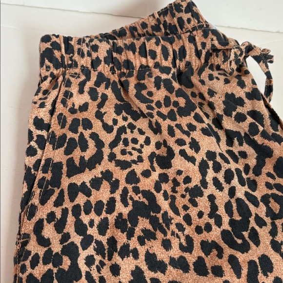 Gap pull on wide leg leopard print linen blend pants draw string pockets - Picture 10 of 16